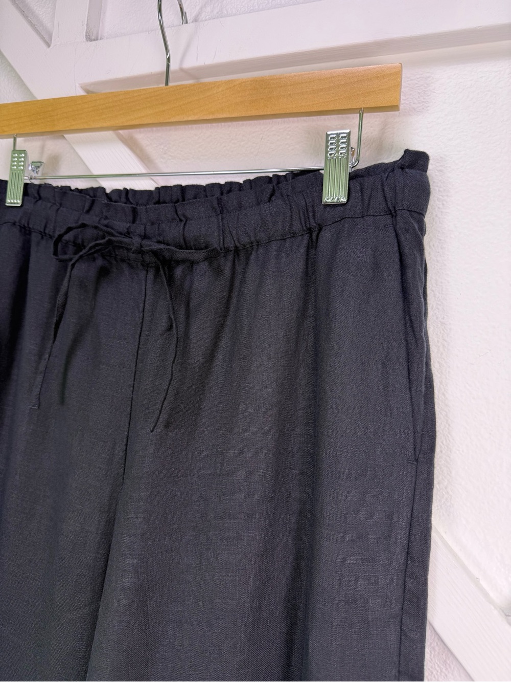 J. Crew Soleil Wide Leg 100% Linen Pants Black Size Medium - Picture 4 of 13